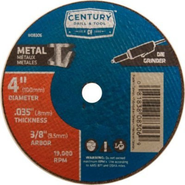 Century Drill & Tool Century Drill 0 Cutting Wheel 4" x 3/8" Aluminum Oxide 8306